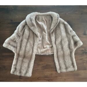 Vintage Womens Fur Regina Glenara By Glenoit Tan Brown Winter Fall Shawl USA‎